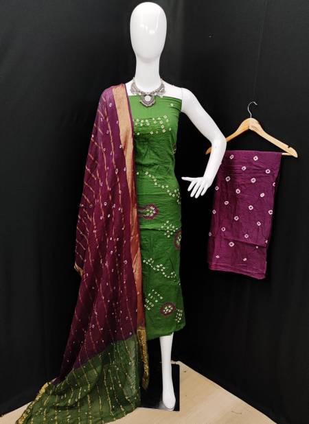 Kgm Printed Bandhani Cotton Dress Material Catalog